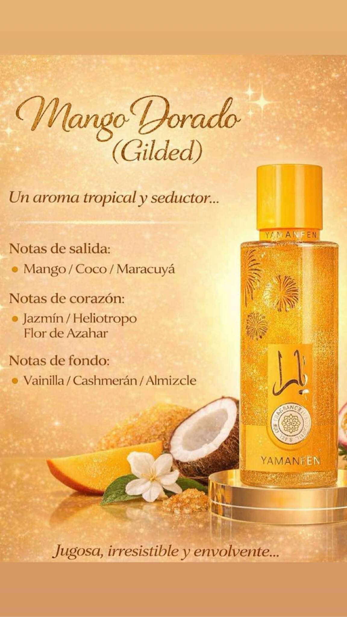Body Splash con Glitter  Mango Dorado 