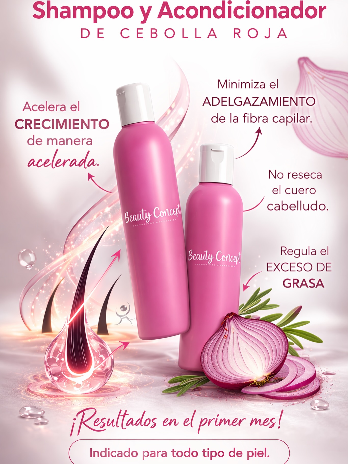 Shampoo y Acondicionador de Cebolla Roja